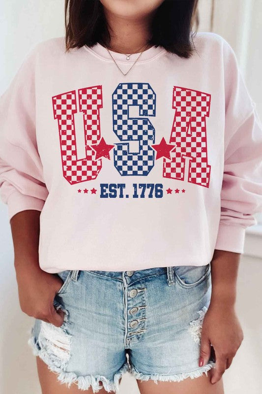 USA CHECKER GRAPHIC SWEATSHIRT