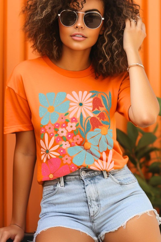 Boho Abstract Floral Graphic T Shirts