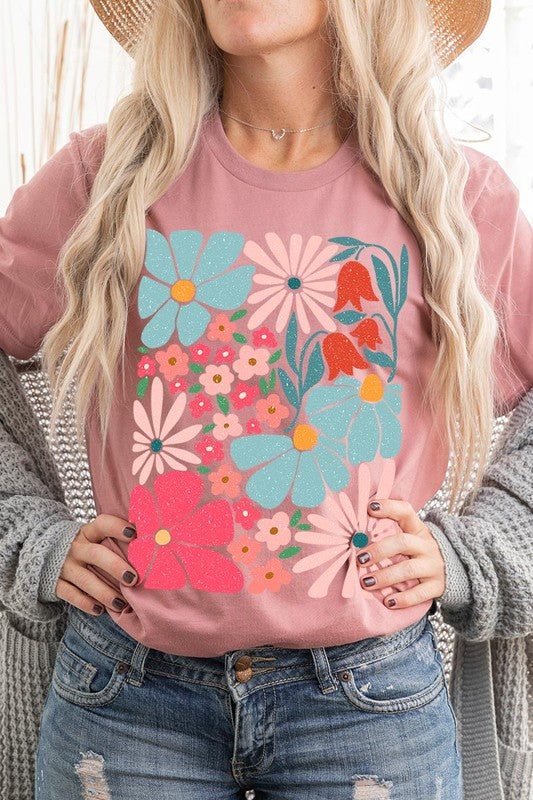 Boho Abstract Floral Graphic T Shirts