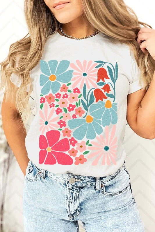Boho Abstract Floral Graphic T Shirts