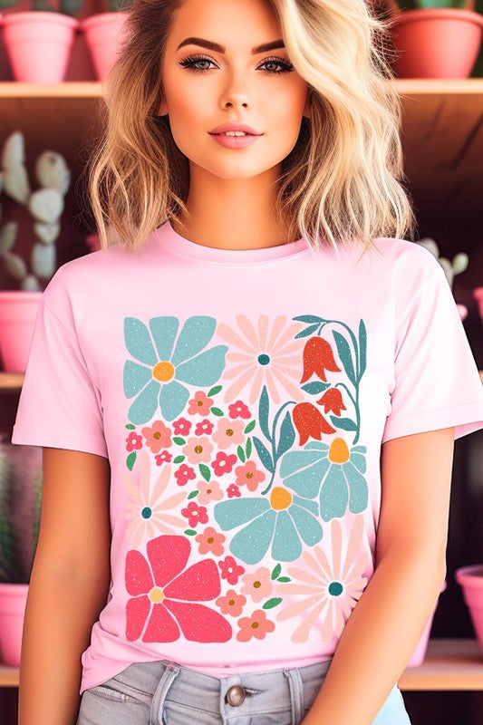 Boho Abstract Floral Graphic T Shirts