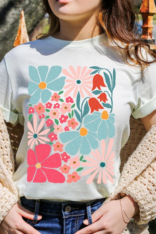 Boho Abstract Floral Graphic T Shirts