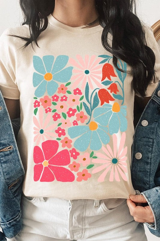 Boho Abstract Floral Graphic T Shirts