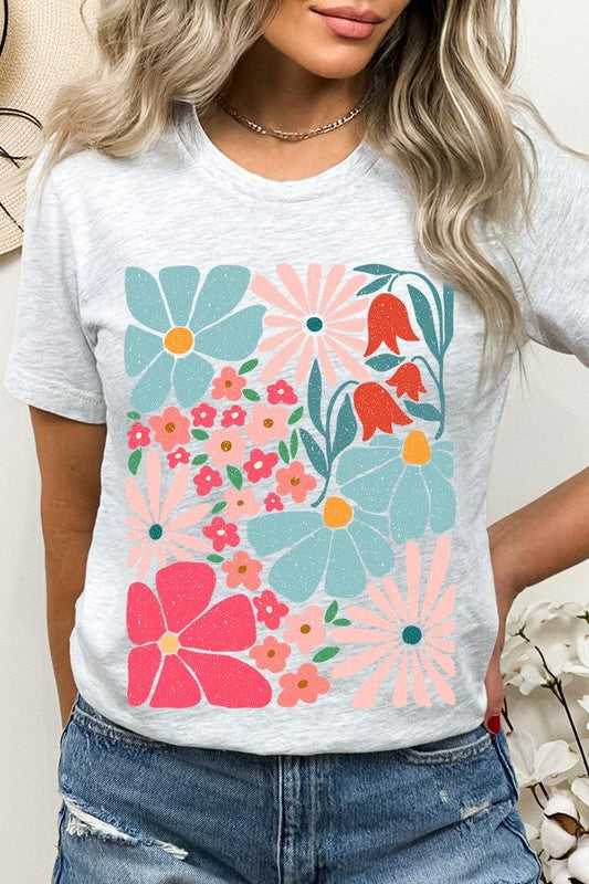 Boho Abstract Floral Graphic T Shirts