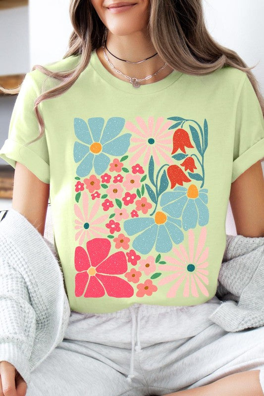 Boho Abstract Floral Graphic T Shirts