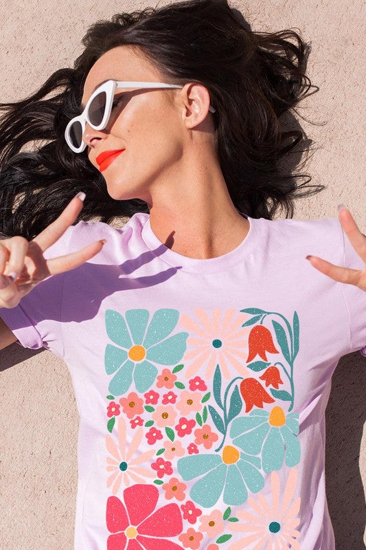 Boho Abstract Floral Graphic T Shirts