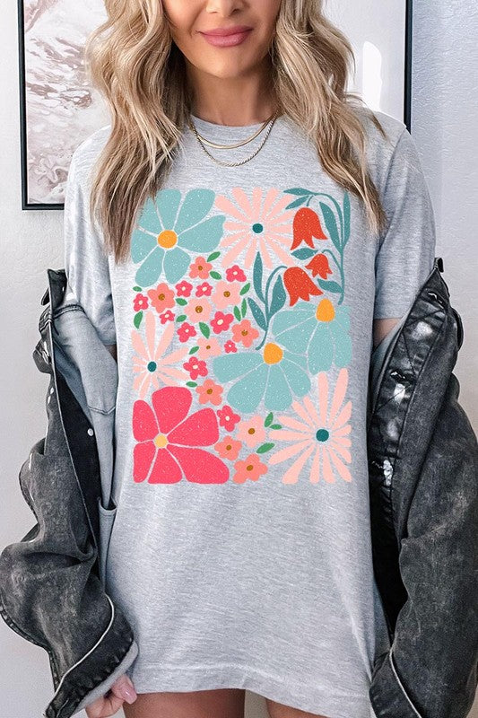 Boho Abstract Floral Graphic T Shirts