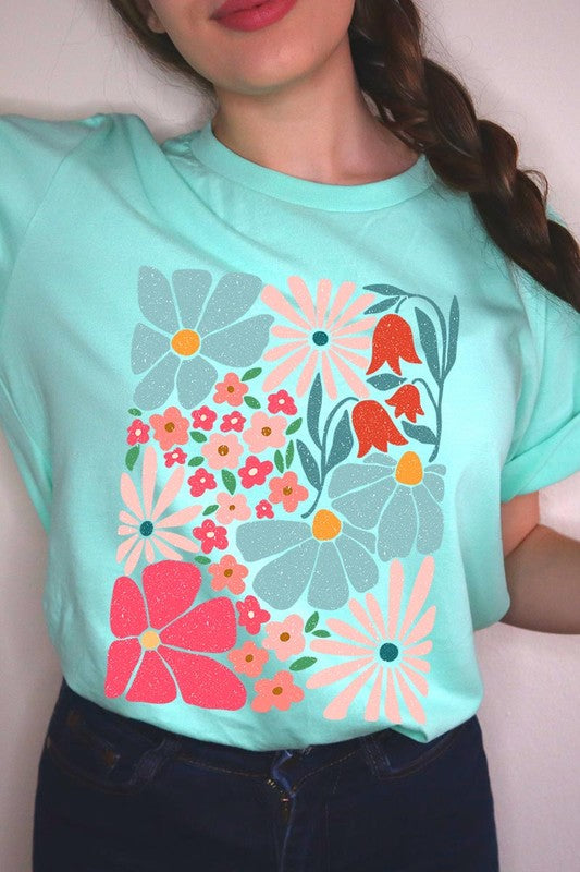 Boho Abstract Floral Graphic T Shirts