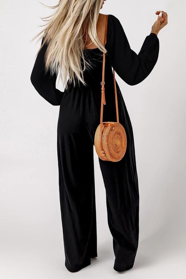 Long sleeve smocked jumpsuit