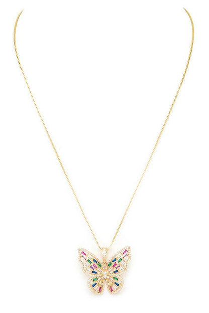 Cubic Zirconia Butterfly Pendant Necklace